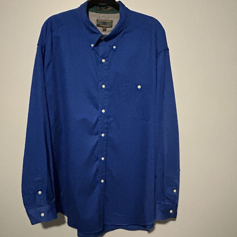 Alexander Julian Colour Mens Button Down Shirt Size XXLarge Solid Blue Collared